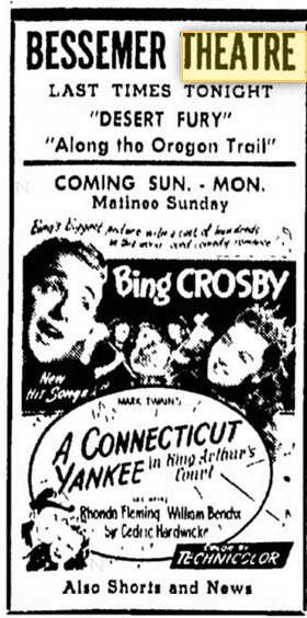 Bessemer Theater - July 30 1949 Ad (newer photo)